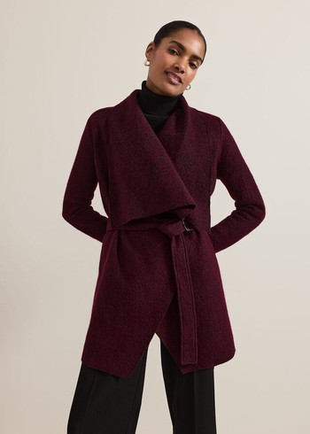 Phase Eight Lana Textured Drape Coats Burgundy Canada | CHNKBJ-087